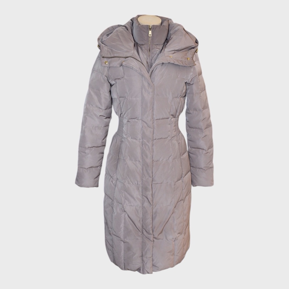 Cole Haan Hooded Down Puffer Coat Small | Water-Resistant Layered Parka